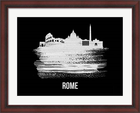 Framed Rome Skyline Brush Stroke White Print