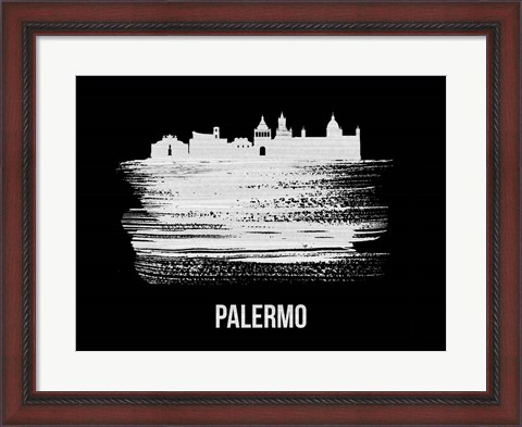 Framed Palermo Skyline Brush Stroke White Print
