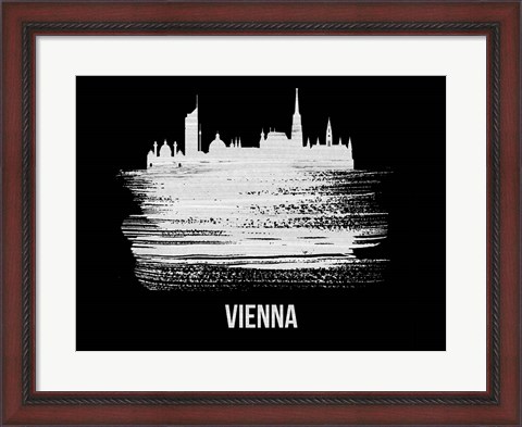 Framed Vienna Skyline Brush Stroke White Print