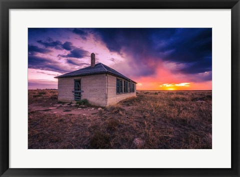 Framed Schoolhouse Sunrise Print