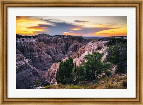 Framed Sunset Over Badland Valley Print
