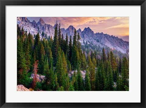 Framed Morning in the Sawtooths Print