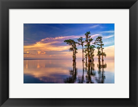Framed Dusk on Lake Maurepas Print