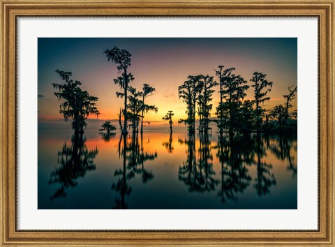 Framed Dawn on Lake Maurepas Print