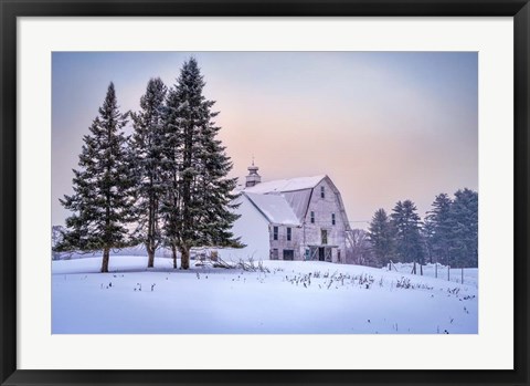 Framed Winter at the Barn Print