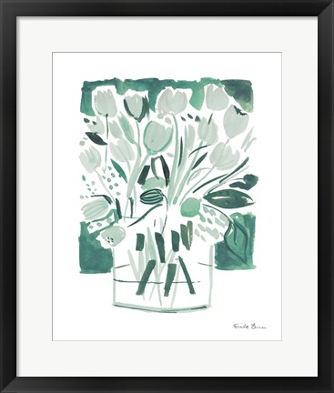 Framed Light Green Tulips I Print