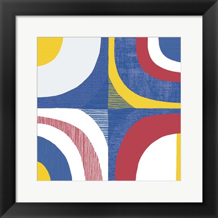 Framed Quarter Circle Abstract Sq IV Bright Primary Print