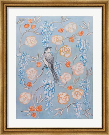 Framed Heirloom Chinoiserie Bird I Print