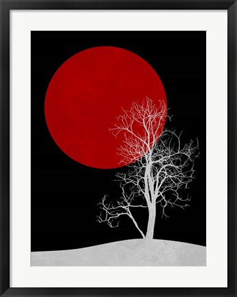 Framed White Night Tree Print