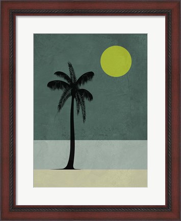 Framed Palm Tree and Yellow Moon Print