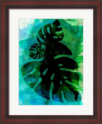 Framed Tropical Monstera Leaves Watercolor Print