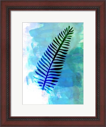 Framed Blue Leaf Watercolor II Print