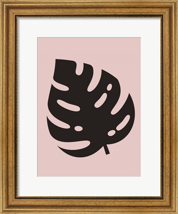 Framed Tropical Blush Pink Monstera Leaf Print