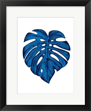 Framed Blue Tropical Leaf Print
