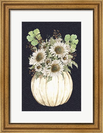 Framed Sunflowers on Navy Print