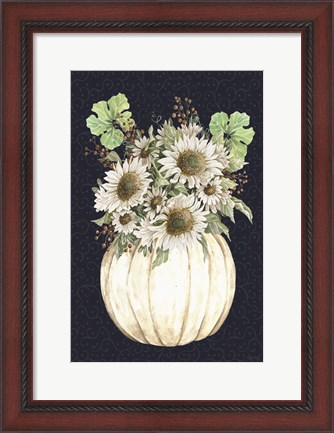 Framed Sunflowers on Navy Print