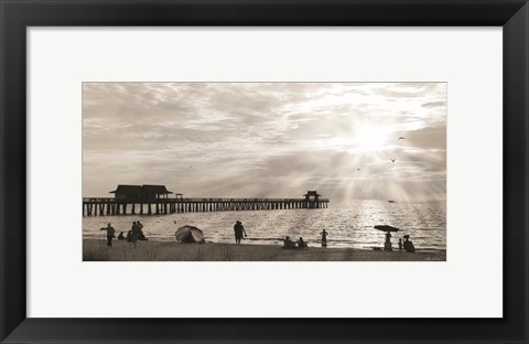Framed Sunset at Naples Pier Print