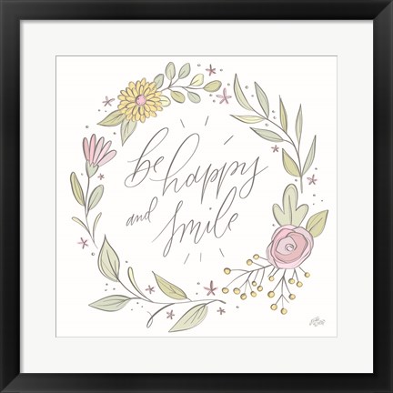 Framed Be Happy and Smile Print