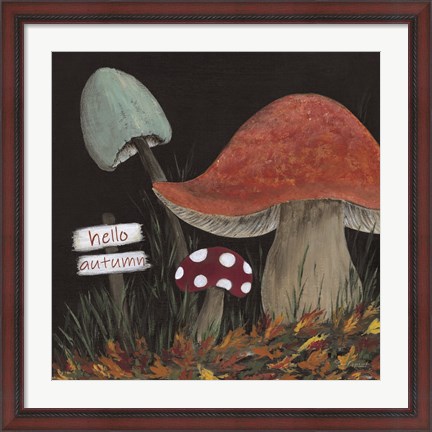 Framed Hello Autumn Mushrooms Print