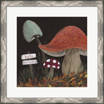 Framed Hello Autumn Mushrooms Print