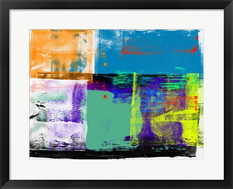 Framed Abstract Blue and Orange Print