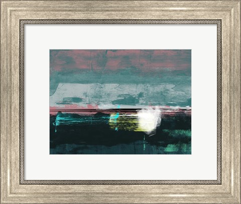 Framed Abstract  Green and White Print