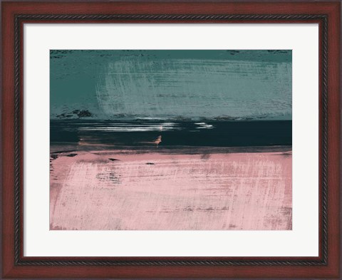 Framed Abstract Dark Green and Light Red Print