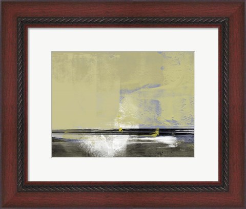 Framed Abstract Ochre and White Print