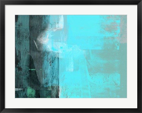 Framed Abstract Turquoise Yellow and Green Print