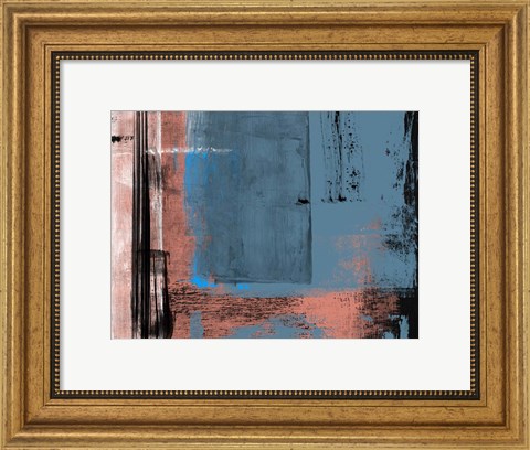 Framed Blue and Brown Abstract Composition I Print