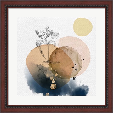 Framed Flower and Watercolor Circles IV Print