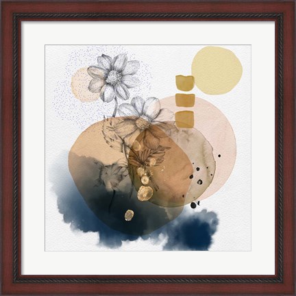 Framed Abstract  Flower Watercolor Composition Print