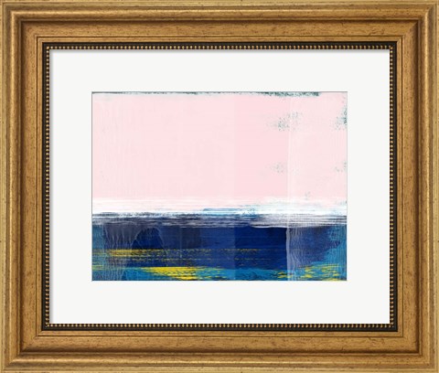 Framed Abstract Blue and Pink I Print