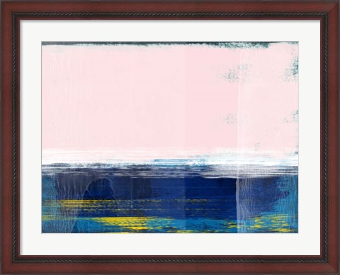 Framed Abstract Blue and Pink I Print
