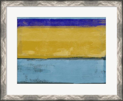 Framed Abstract Ochre and Blue I Print