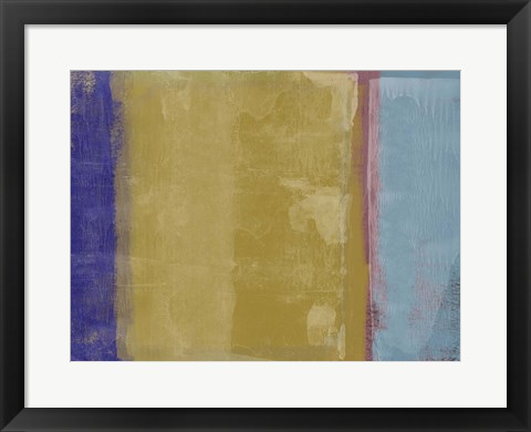 Framed Abstract Mustard and Blue Print