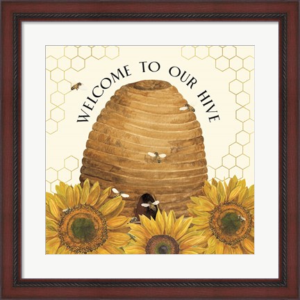 Framed Honey Bees &amp; Flowers Please III-Welcome Print