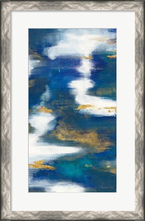 Framed Blue Texture II Gold Crop Print