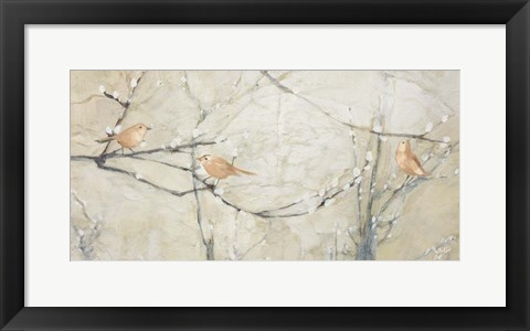 Framed Budding Pussy Willow with Birds Print