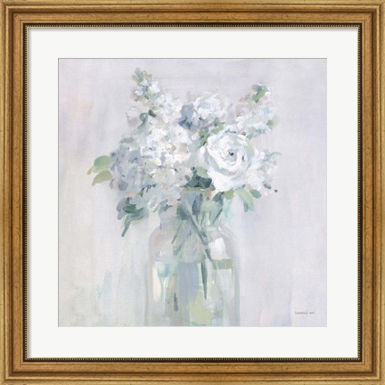 Framed Shades of White Bouquet Print