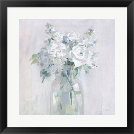 Framed Shades of White Bouquet Print