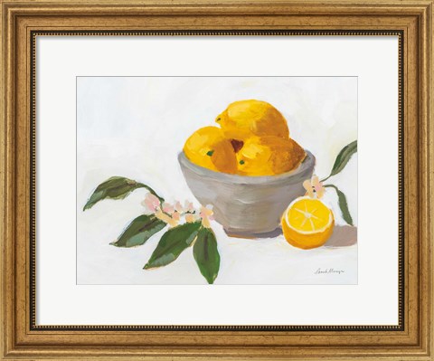 Framed Lemons in Grey Bowl Print