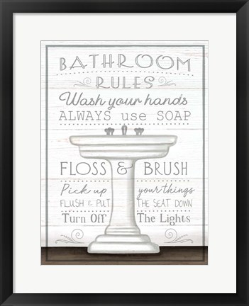 Framed Bathroom Rules Print