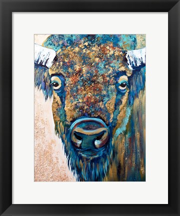 Framed Blue Bison Print