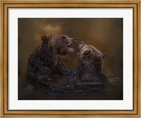 Framed Grizzlies at Play Print