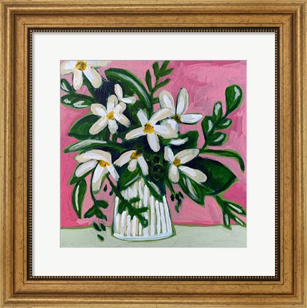 Framed Floral on Pink II Print