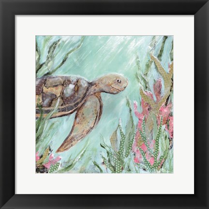 Framed Sea Turtle in Sunlight Print