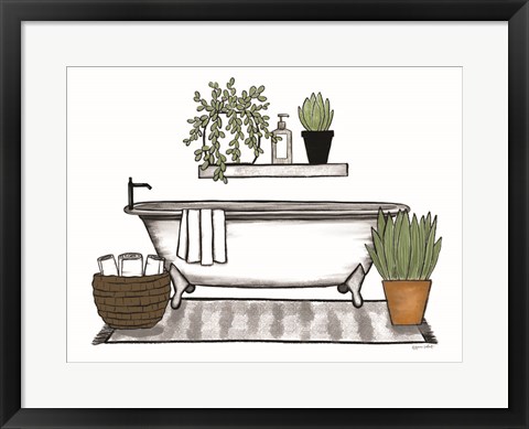 Framed Bathroom Plants I Print