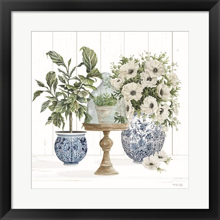 Framed Chinoiserie Florals I Print