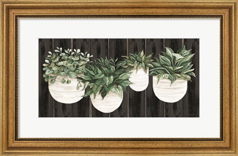 Framed Potted Plants on Barnwood Print